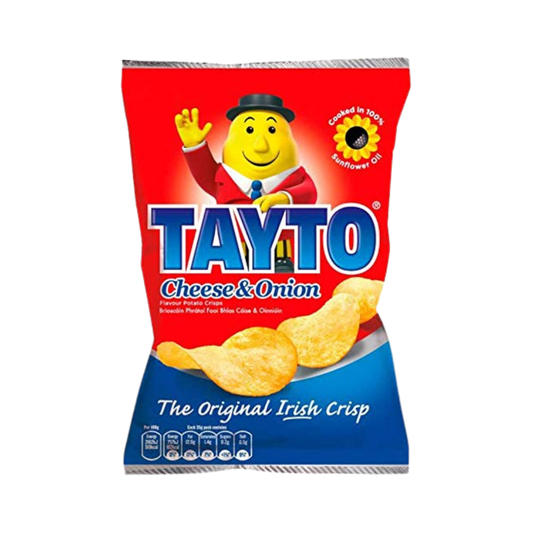 Tayto Cheese and Onion flavour crisps from Ireland (24x25g Packs)
