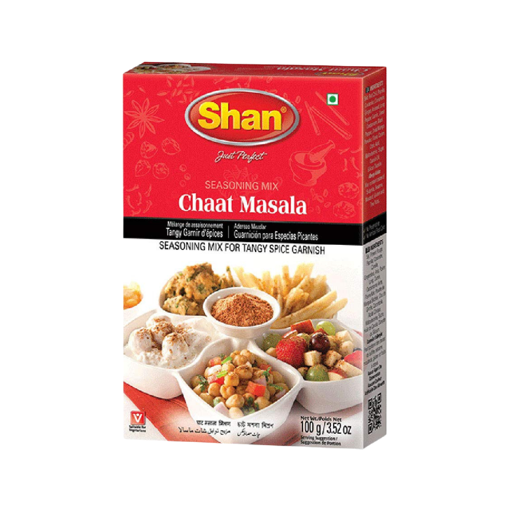 Shan - Chaat Masala Seasoning Mix (100g) - Spice Packets for Tangy and Spicy Garnish